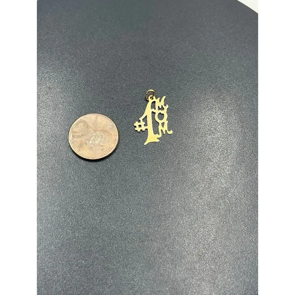 AJ 14K Yellow‎ Gold .45 #1 MOM Vintage Charm Pendant Special Gift